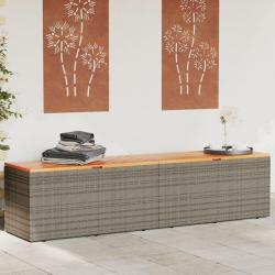 Bo&icirc;te de rangement de jardin gris r&eacute;sine tress&eacute;e bois d'acacia