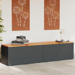 Bo&icirc;te de rangement de jardin noir r&eacute;sine tress&eacute;e bois d'acacia