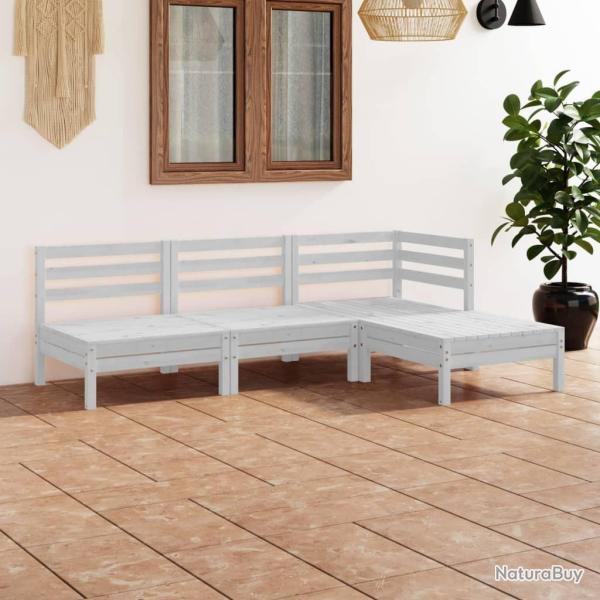 Salon de jardin 4 pcs Bois de pin massif Blanc alsavelo