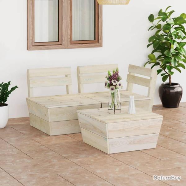 Salon de jardin palette 3 pcs Bois d'�pic�a impr�gn� alsavelo