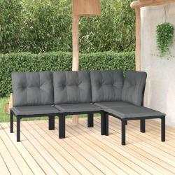 Salon de jardin 4 pcs noir et gris r&eacute;sine tress&eacute;e alsavelo