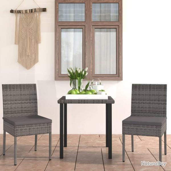 Ensemble � manger de jardin 3 pcs R�sine tress�e Gris