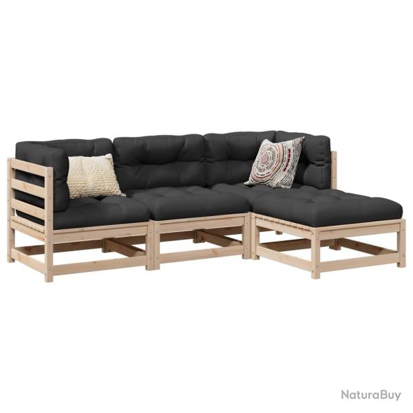 Salon de jardin 4 pcs bois massif de pin