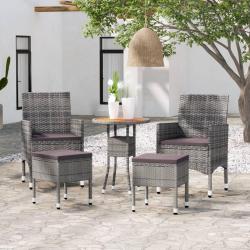 Salon de jardin 5 pcs R&eacute;sine tress&eacute;e Gris