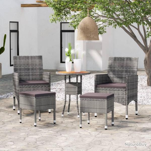 Salon de jardin 5 pcs R�sine tress�e Gris
