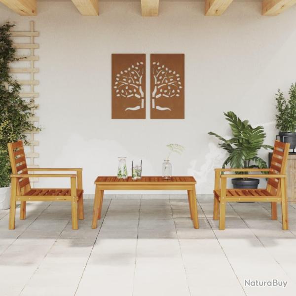 salon de jardin 3 pcs bois d'acacia solide