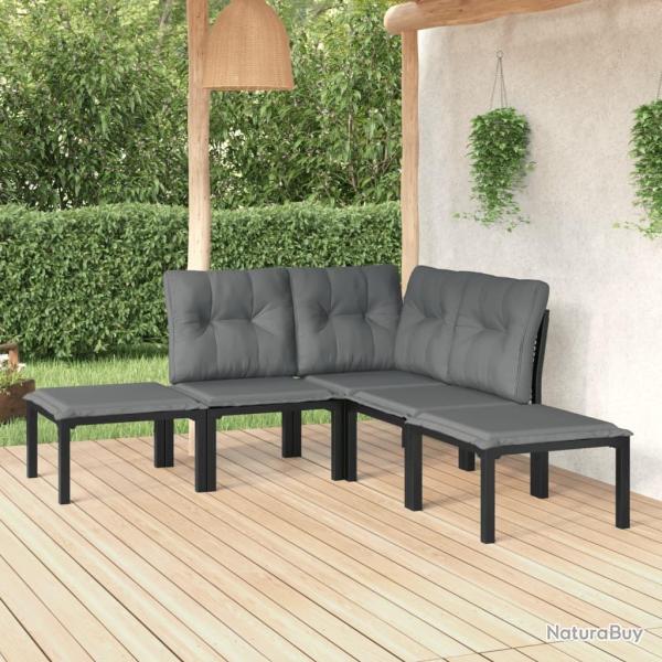 Salon de jardin 5 pcs noir et gris r�sine tress�e