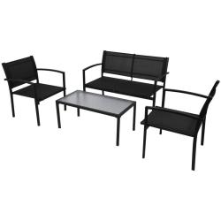 Salon de jardin 4 pcs Textil&egrave;ne Noir