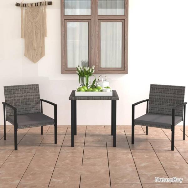 Ensemble � manger de jardin 3 pcs R�sine tress�e Gris