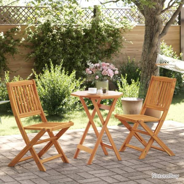 bistro pliable 3 pcs bois d'acacia solide