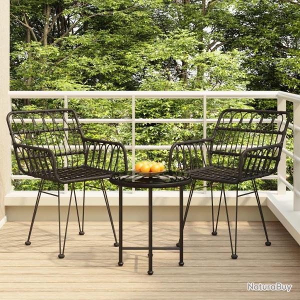 Ensemble � manger de jardin 3 pcs Noir R�sine tress�e alsavelo