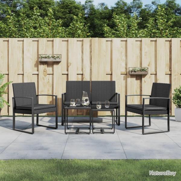 Ensemble � manger de jardin avec coussins 5 pcs noir rotin PP
