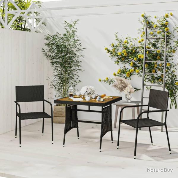 Mobilier � d�ner d'ext�rieur 3 pcs R�sine tress�e Noir