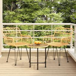 Ensemble &agrave; manger de jardin 3 pcs R&eacute;sine tress&eacute;e
