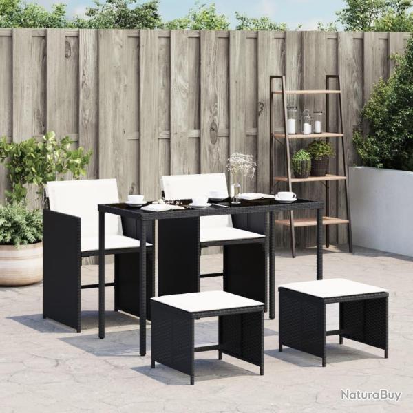 Ensemble � manger de jardin coussins 5pcs Noir R�sine tress�e