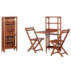 Mobilier de bistro pliable 3 pcs Bois d'acacia solide alsavelo