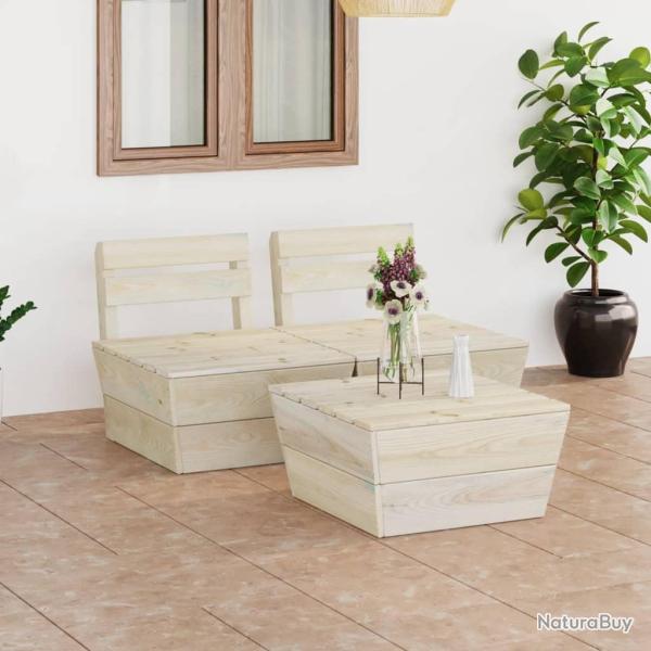 Salon de jardin palette 3 pcs Bois d'�pic�a impr�gn� alsavelo
