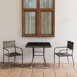 Ensemble &agrave; manger de jardin 3pcs R&eacute;sine tress&eacute;e Anthracite gris