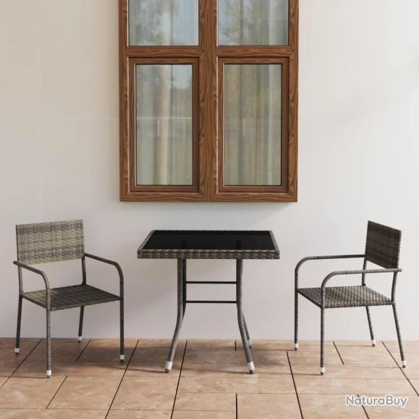 Ensemble � manger de jardin 3pcs R�sine tress�e Anthracite gris