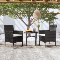 Ensemble &agrave; manger de jardin 3 pcs R&eacute;sine tress&eacute;e Noir