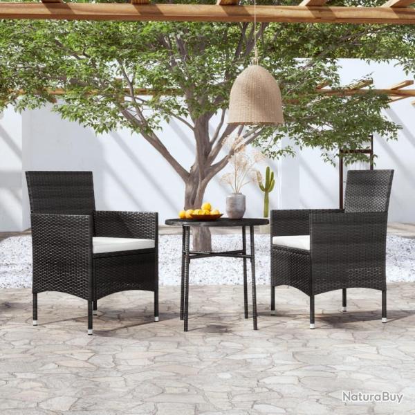 Ensemble � manger de jardin 3 pcs R�sine tress�e Noir