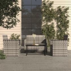 Mobilier d'ext&eacute;rieur 4 pcs avec coussins R&eacute;sine tress&eacute;e Gris