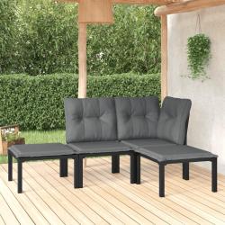 Salon de jardin 4 pcs noir et gris r&eacute;sine tress&eacute;e alsavelo