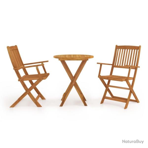Mobilier de bistro pliable 3 pcs Bois d'acacia solide