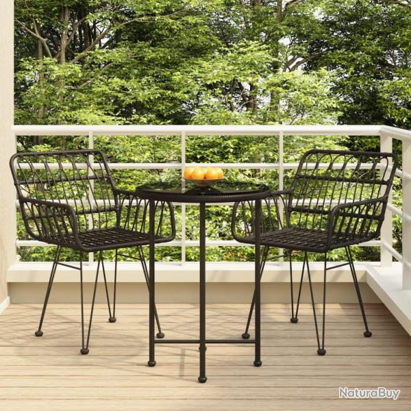 Ensemble � manger de jardin 3 pcs Noir R�sine tress�e
