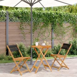 bistro 3 pcs noir polypropyl&egrave;ne et bois massif