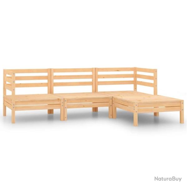 Salon de jardin 4 pcs bois massif de pin alsavelo