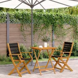 bistro 3 pcs noir polypropyl&egrave;ne et bois massif