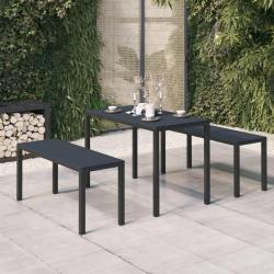 Ensemble &agrave; manger de jardin 3 pcs acier et WPC noir