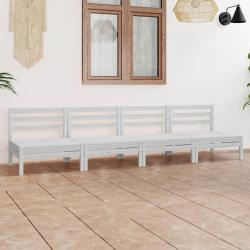 Salon de jardin 4 pcs Blanc Bois de pin massif