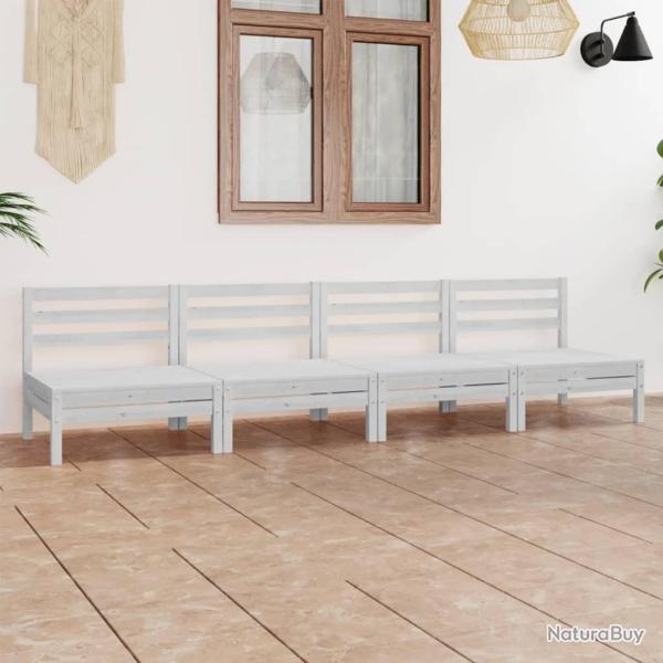 Salon de jardin 4 pcs Blanc Bois de pin massif