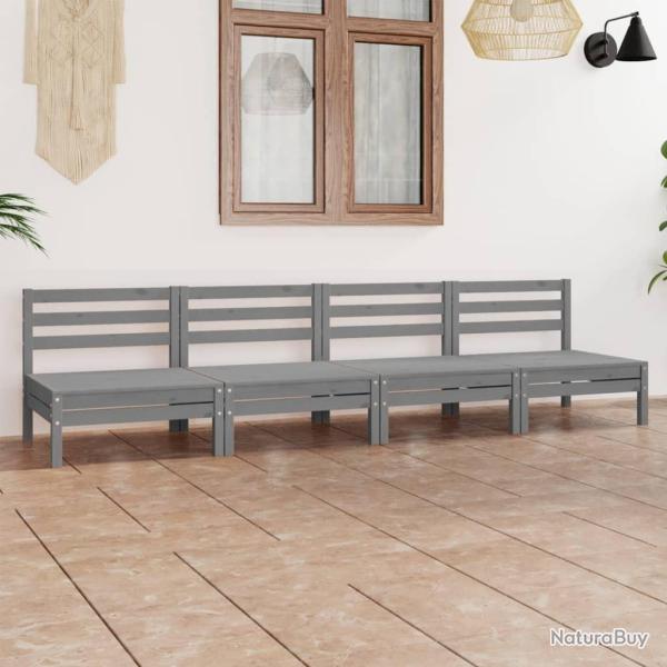 Salon de jardin 4 pcs Gris Bois de pin massif alsavelo