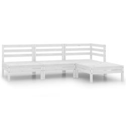 Salon de jardin 4 pcs Bois de pin massif Blanc alsavelo