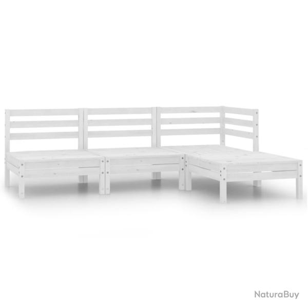 Salon de jardin 4 pcs Bois de pin massif Blanc