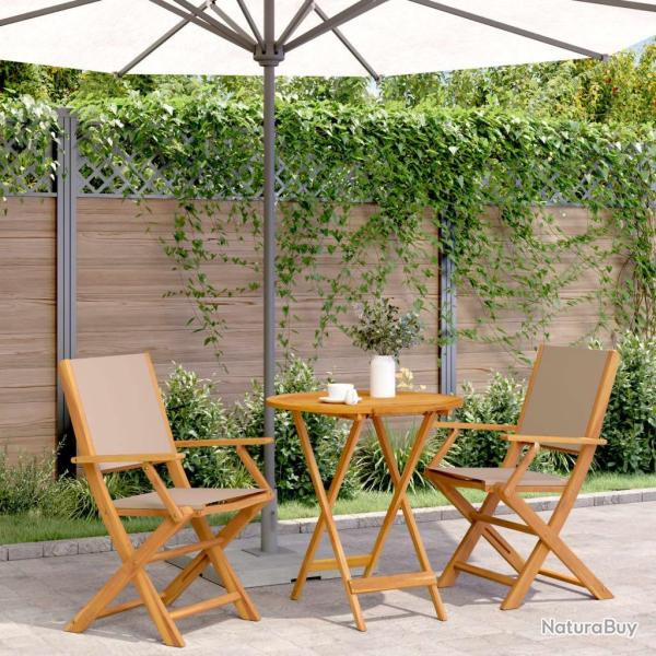 bistro 3 pcs taupe tissu et bois massif