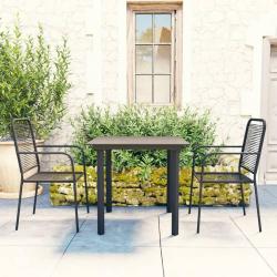 Ensemble &agrave; manger de jardin 3 pcs noir verre et acier