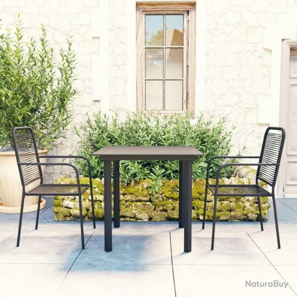 Ensemble � manger de jardin 3 pcs noir verre et acier alsavelo