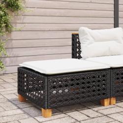 Tabouret de jardin et coussin noir 63,5x56x32 cm r&eacute;sine tress&eacute;e