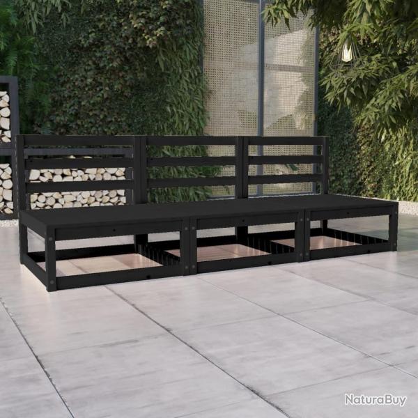 Canap� � 3 places de jardin Noir Bois de pin solide alsavelo