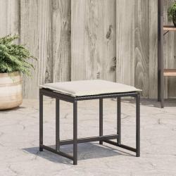 Tabourets de jardin avec coussins lot de 4 noir r&eacute;sine tress&eacute;e alsavelo