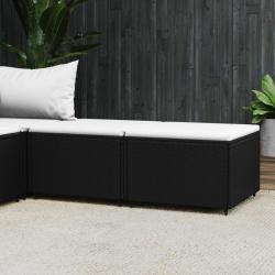 Repose-pieds de jardin et coussins lot de 2 noir r&eacute;sine tress&eacute;e