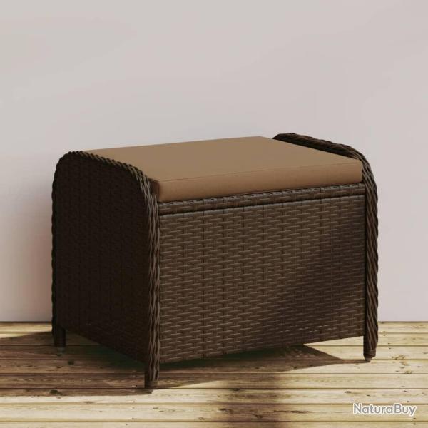 Tabouret de jardin avec coussin brun 58x46x46 cm r�sine tress�e