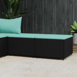 Repose-pieds de jardin et coussins lot de 2 noir r&eacute;sine tress&eacute;e