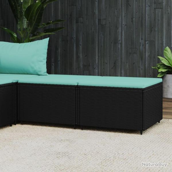 Repose-pieds de jardin et coussins lot de 2 noir r�sine tress�e