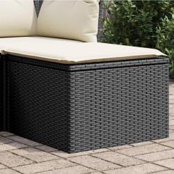 Tabouret de jardin avec coussin noir 55x55x37 cm r&eacute;sine tress&eacute;e
