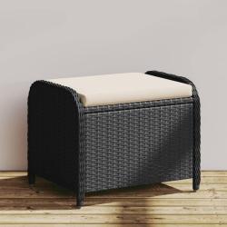 Tabouret de jardin avec coussin noir 58x46x46 cm r&eacute;sine tress&eacute;e